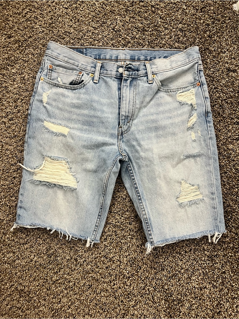Levi's Light Blue Distressed Denim Cutoff Shorts